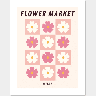 Flower market print, Milan, Indie, Cottagecore decor, Cute floral art, Posters aesthetic, Abstract pink flowers Posters and Art